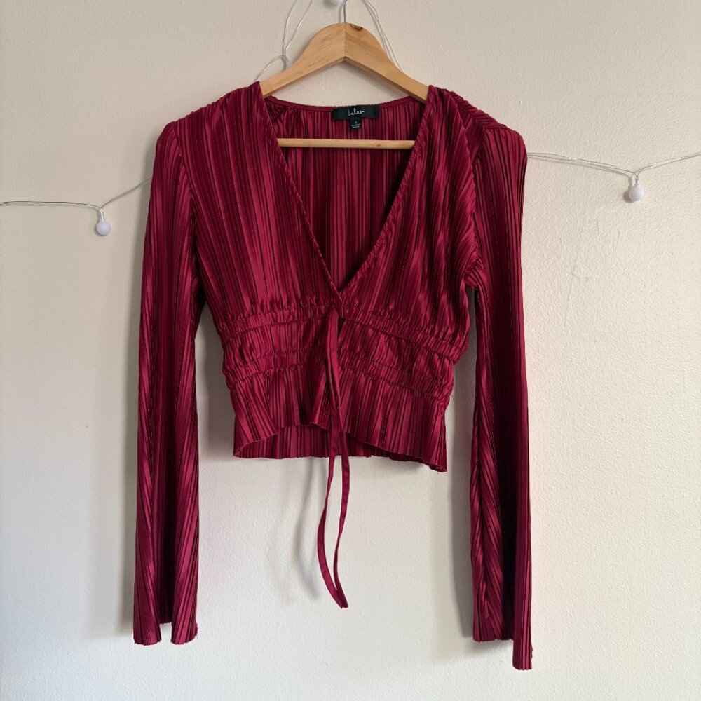 Lulus Pleated Satin Crop Top